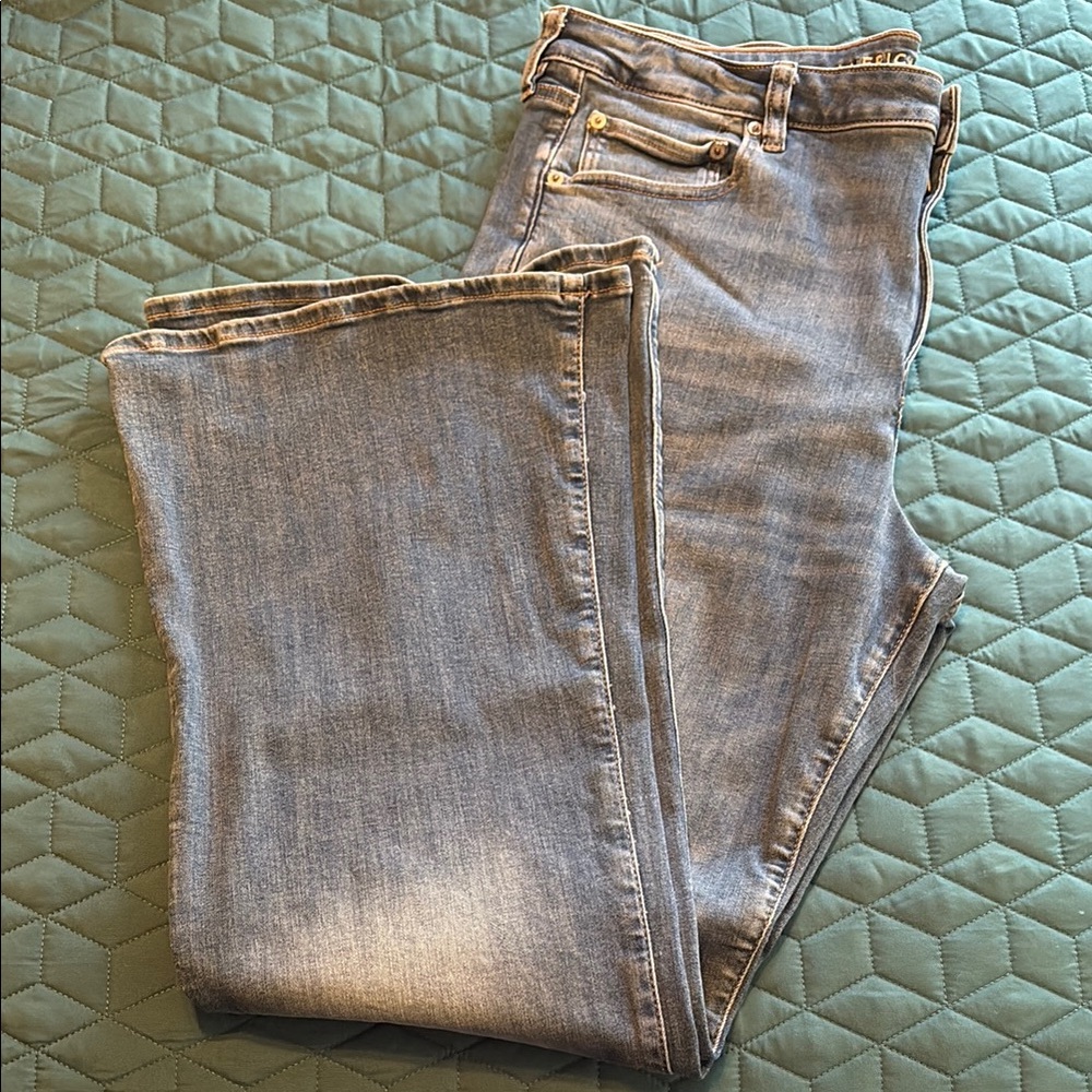 AEO super hi rise flare jeans.
